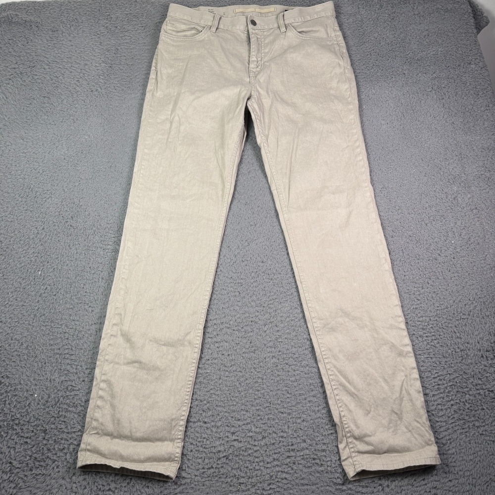 Banana Republic Traveler Linen Blend Pants Mens 32x34 Tan Khaki Chino Beach